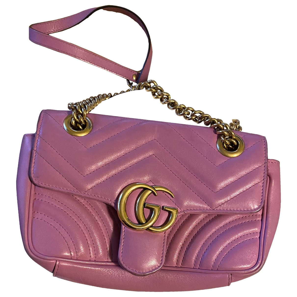 Gucci marmont pink leather handbag