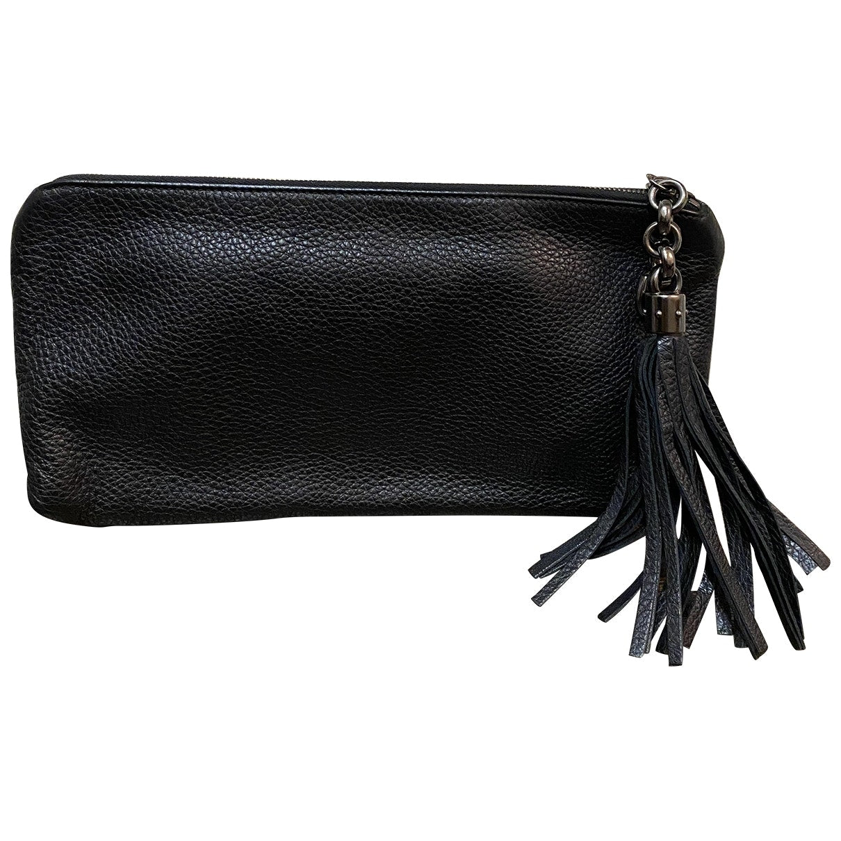 Gucci black leather clutch bag