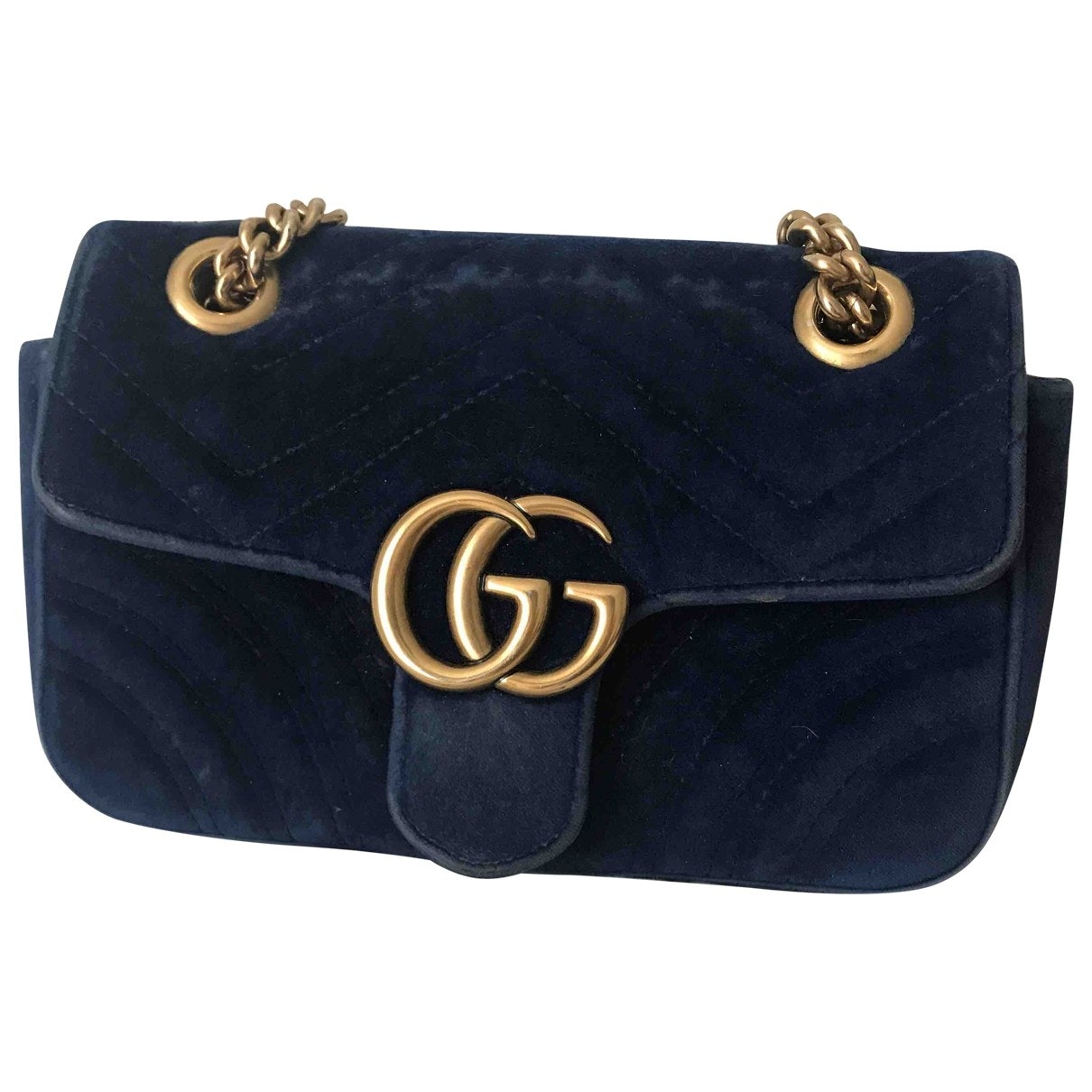 Gucci marmont blue velvet handbag