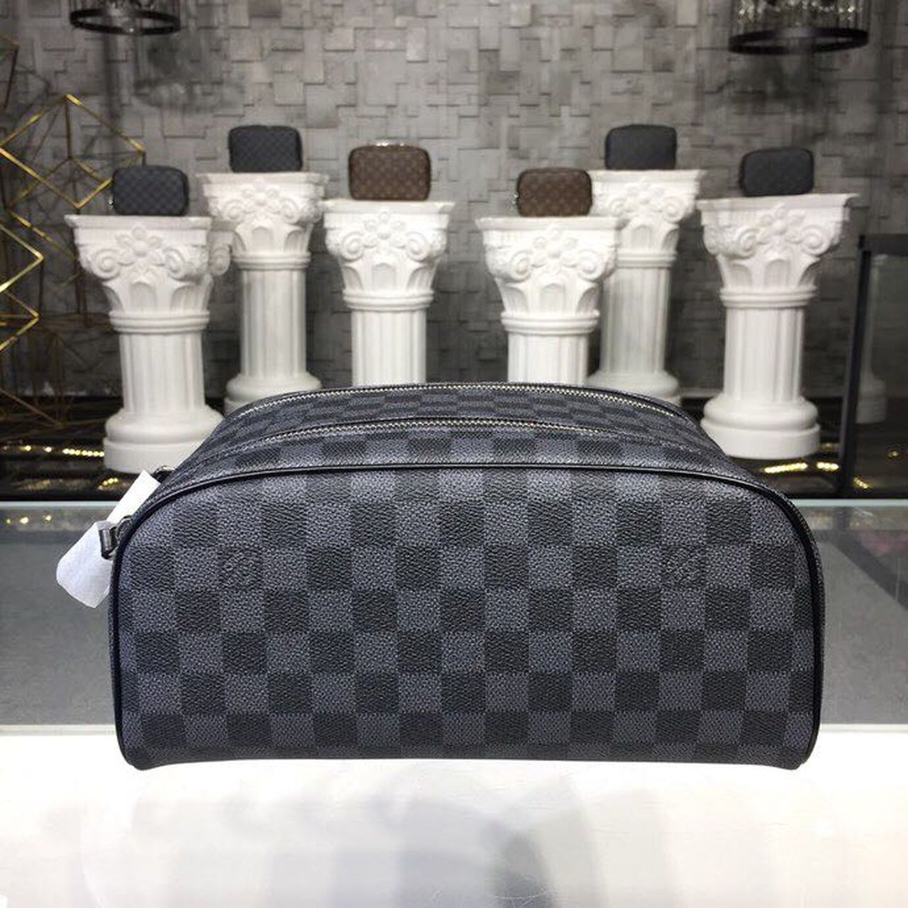 Top Quality King Size Toiletry Damier Graphite Canvas Travel Bag