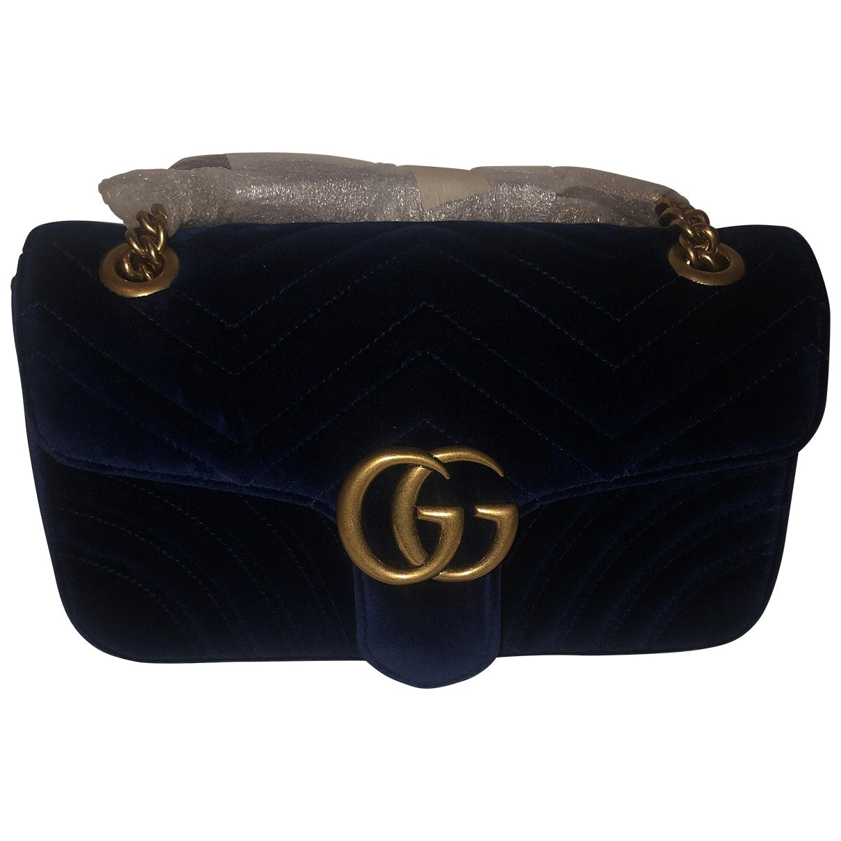 Gucci marmont blue velvet handbag