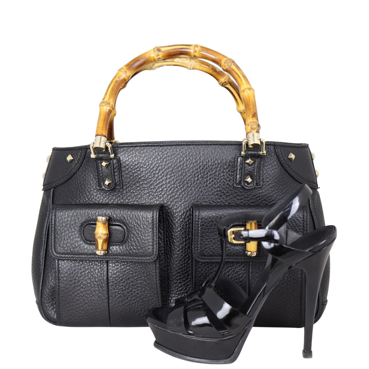Gucci Bamboo Handle Studded Tote