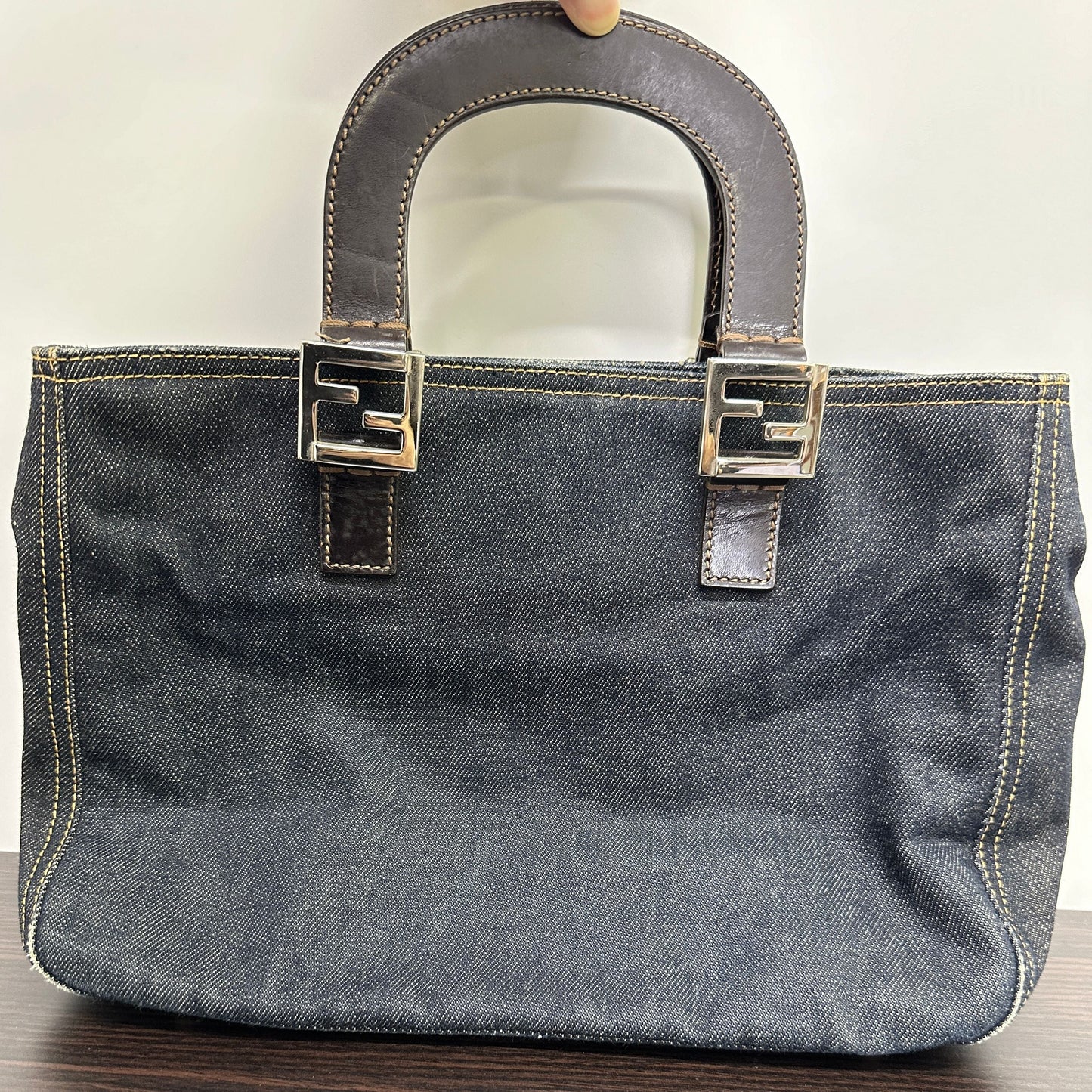 Fendi Handbag and Tote Bag Leather Denim Brown