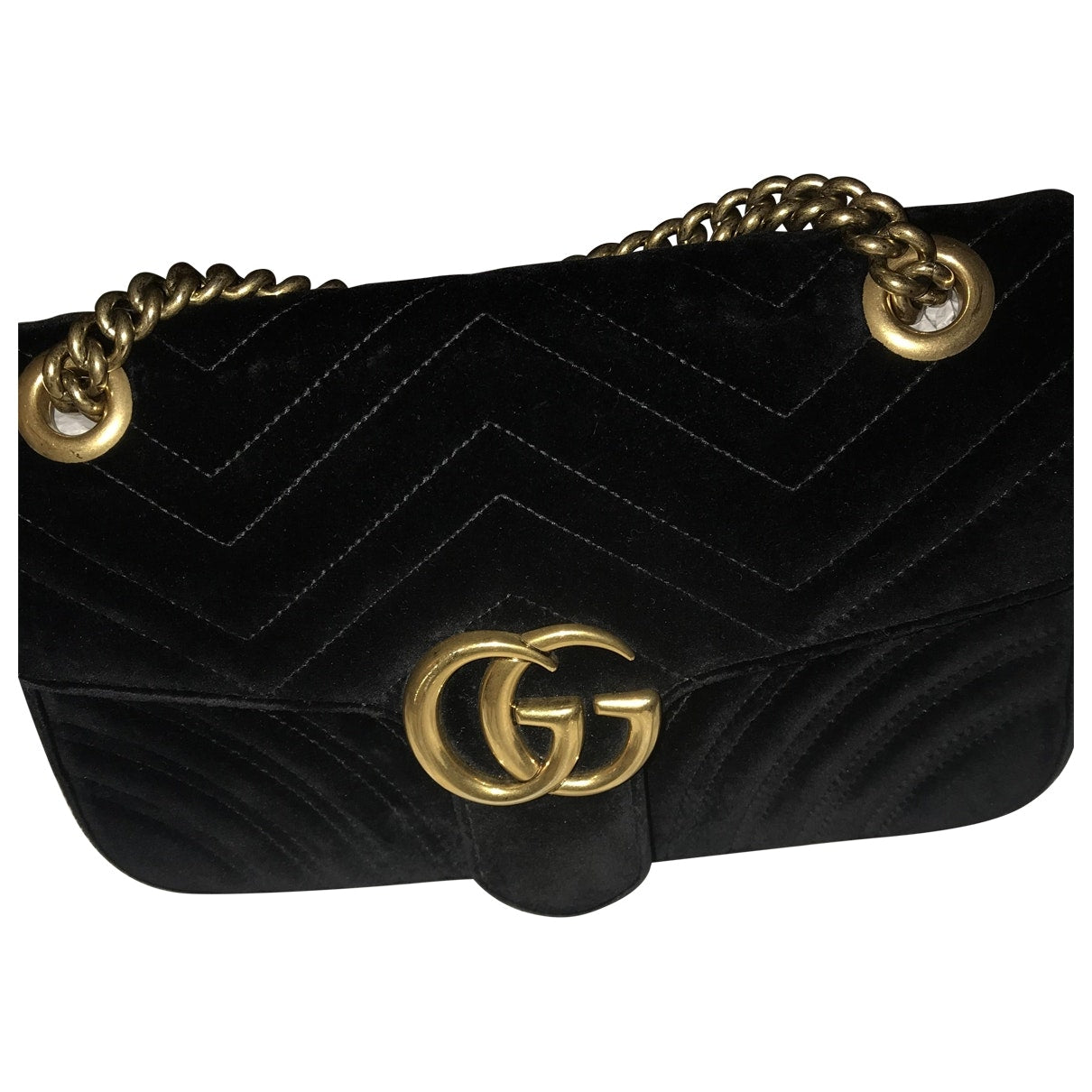 Gucci marmont black velvet handbag