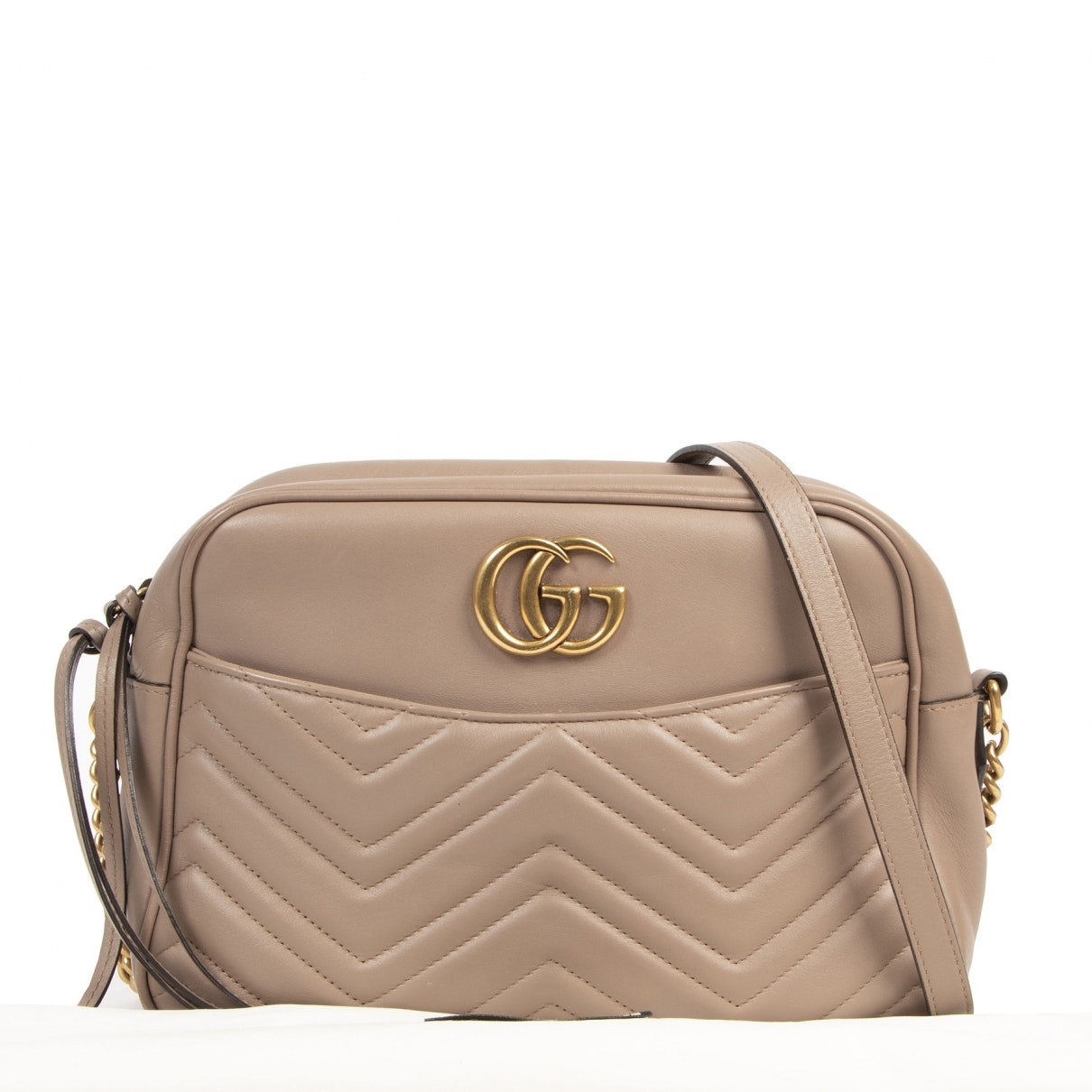 Gucci marmont beige leather handbag
