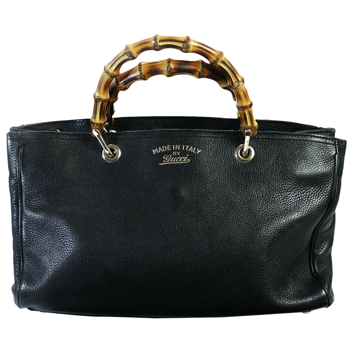 Gucci bamboo black leather handbag
