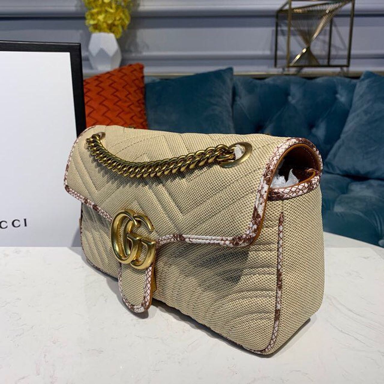 gg Marmont RafTop QualityTop Qualitya Brown Beige Cream Shoulder Bag