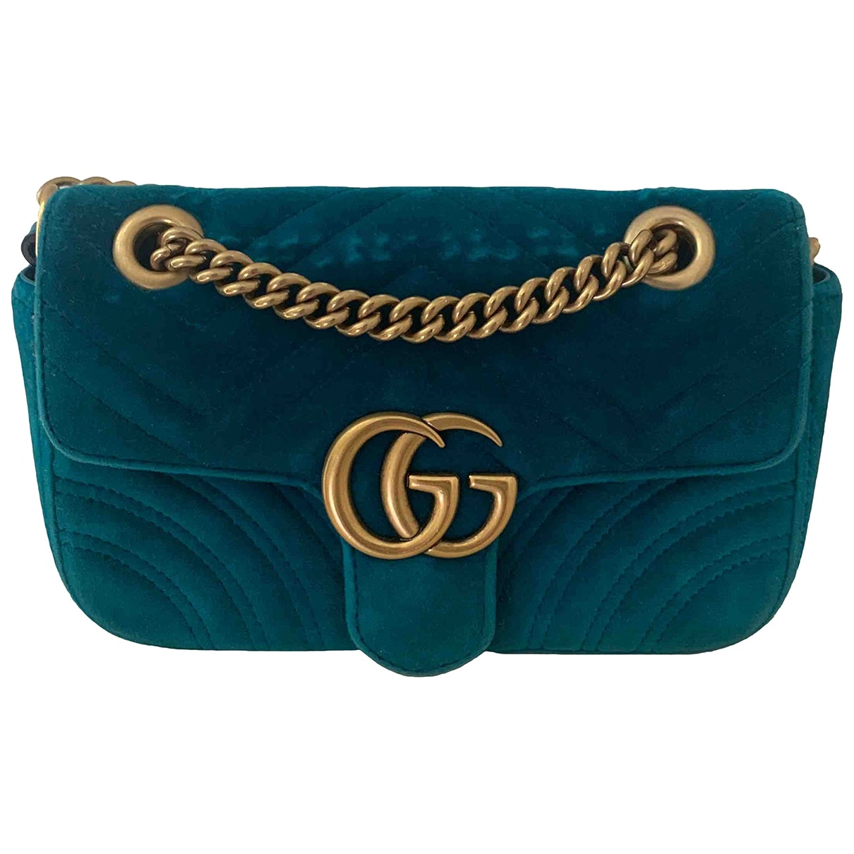 Gucci marmont turquoise velvet handbag