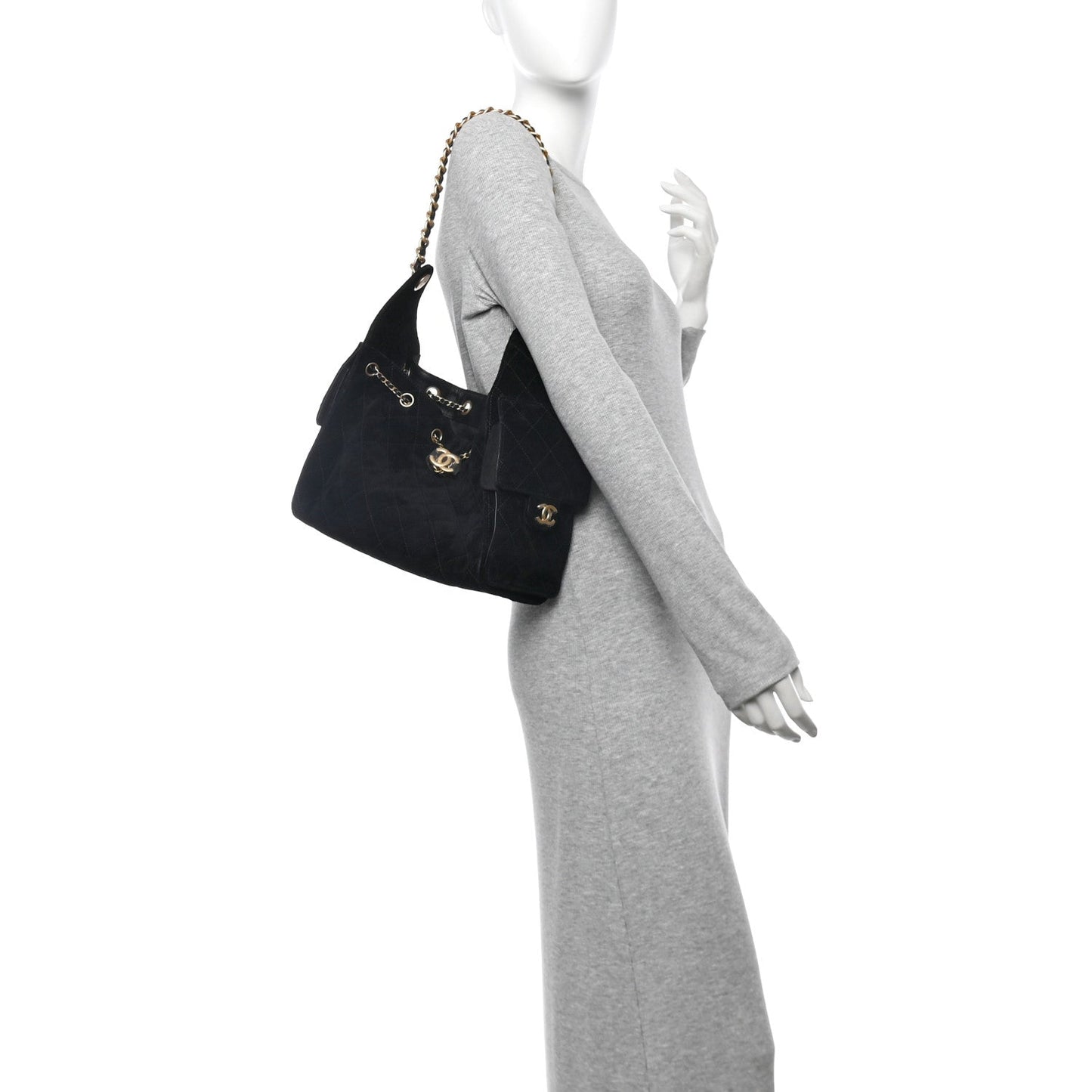 Chanel Suede Quilted Small 25 Handbag Black