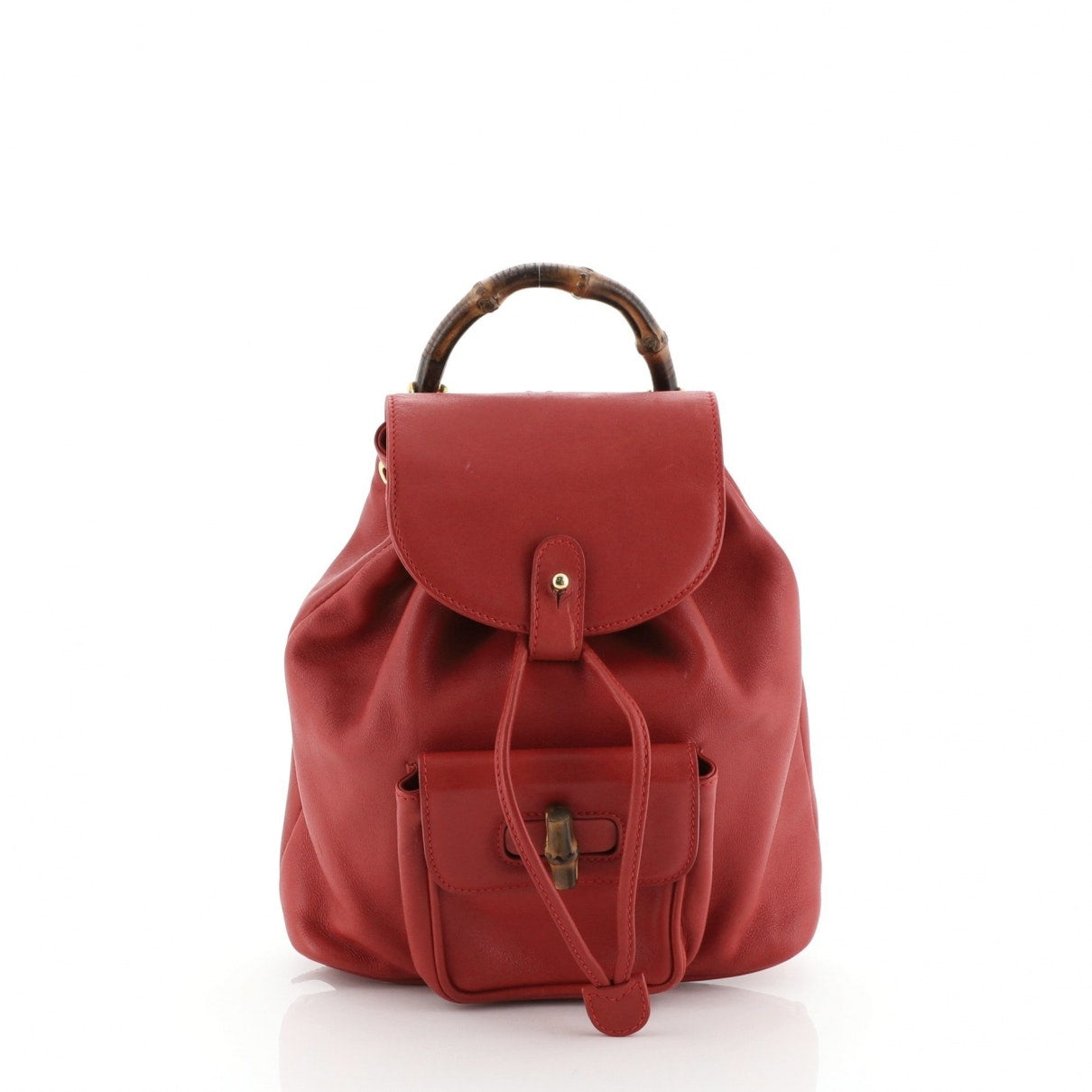Gucci bamboo red leather backpacks