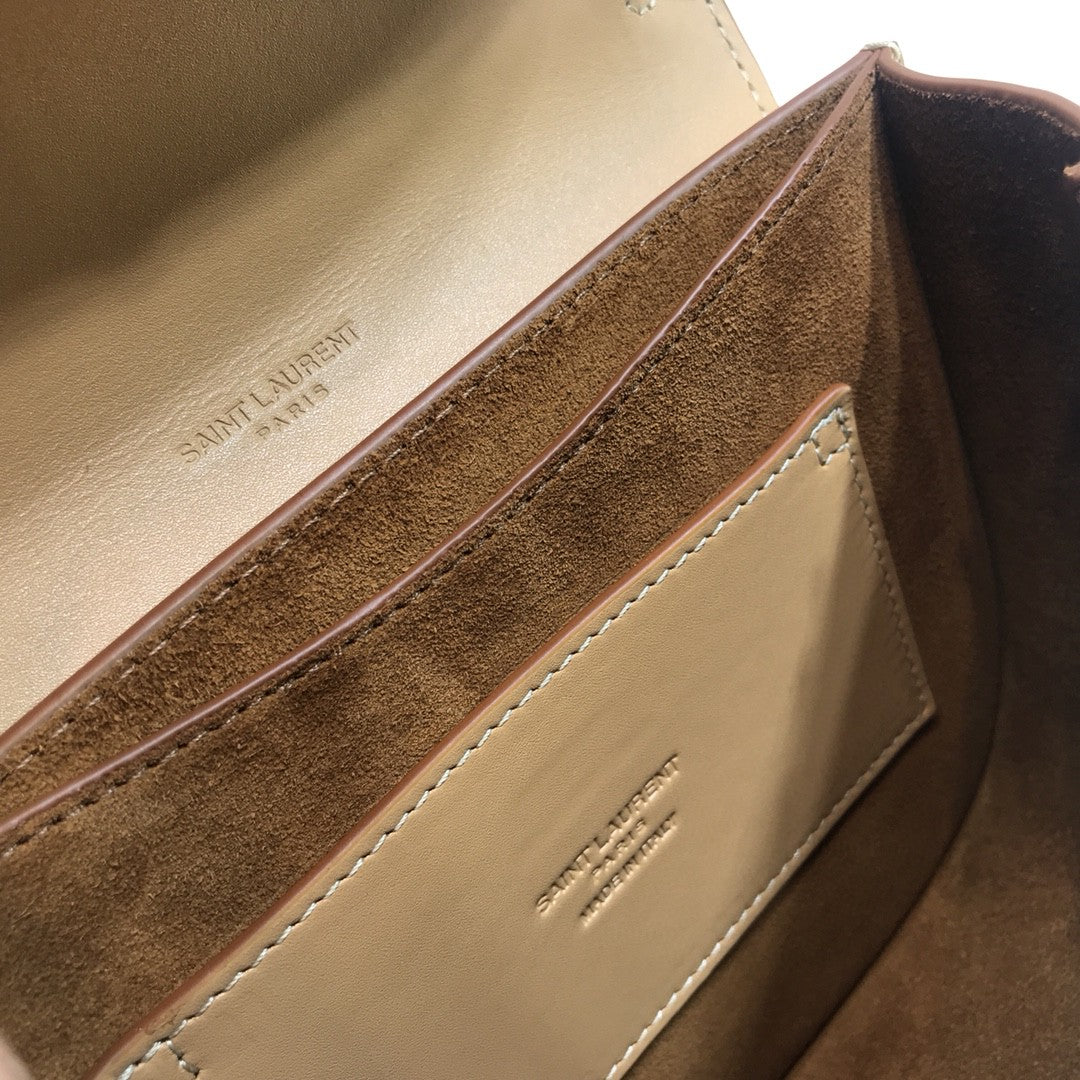 YSL Saint Laurent Kaia 8.5in 22cm Brown Medium Shoulder Bag
