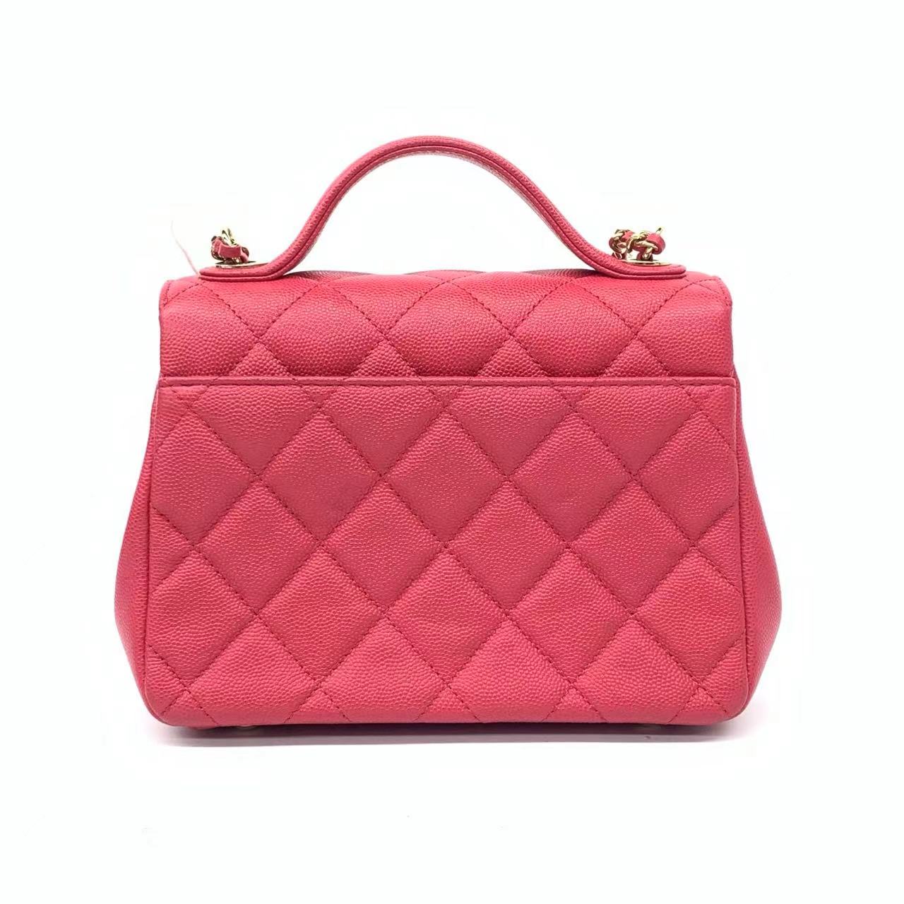 Chanel Business Affinity Caviar Top Handle Pink Small Leather Crossbody Bag