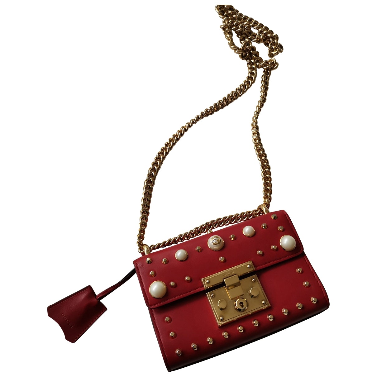 Gucci padlock red leather handbag