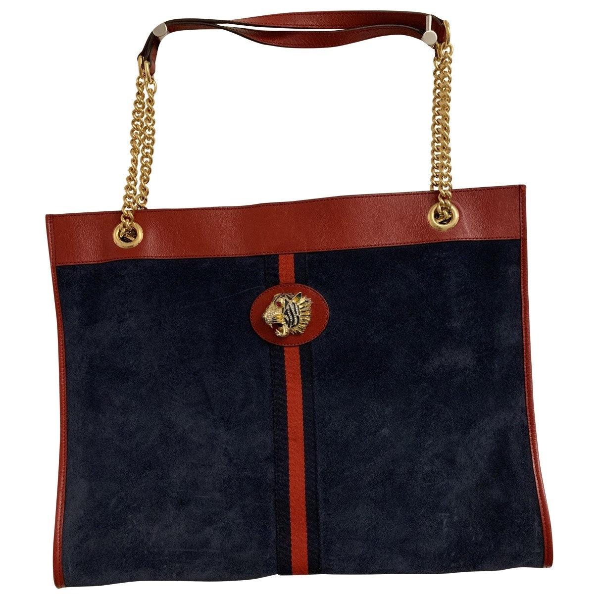 Gucci rajah navy suede handbag
