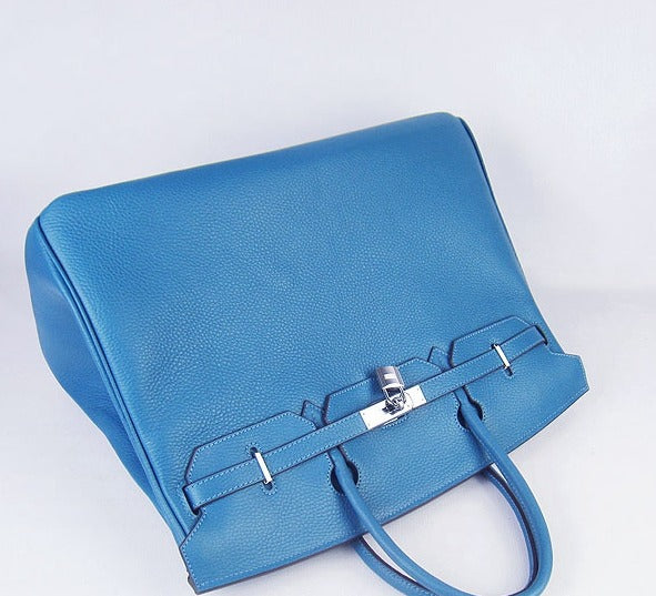 Hermes Luxury Birkin Cm Togo Handbags Leather Blue Travel Bag
