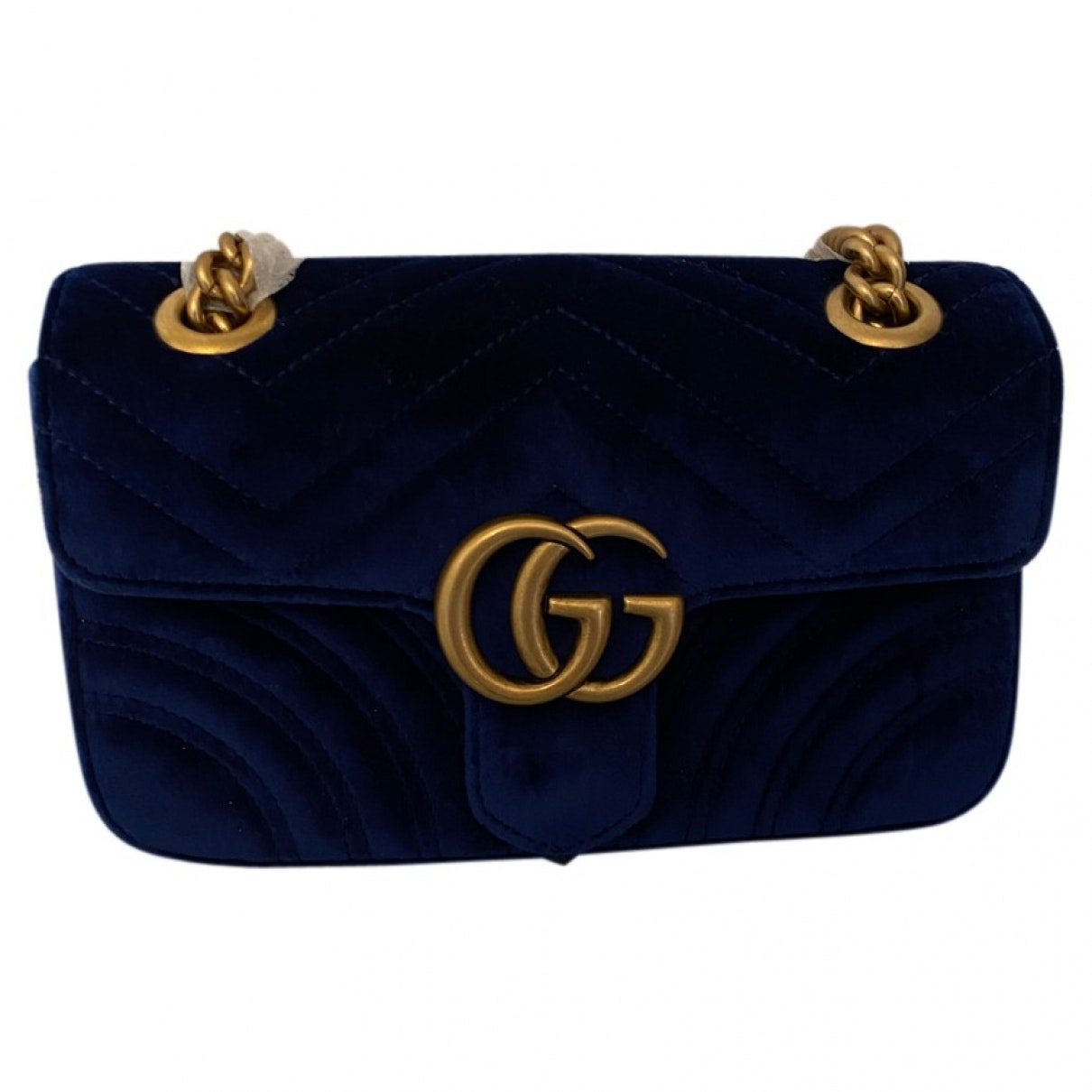Gucci marmont blue velvet handbag