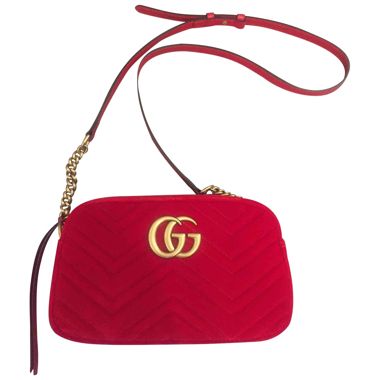 Gucci marmont red velvet handbag