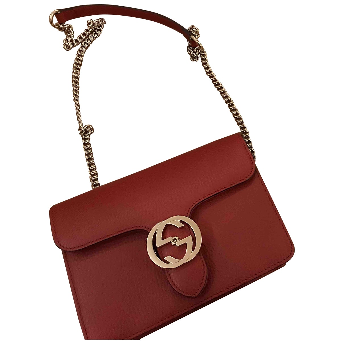 Gucci interlocking red leather handbag