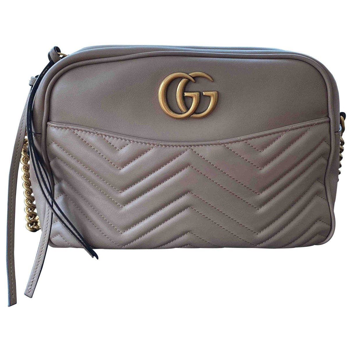 Gucci marmont beige leather handbag