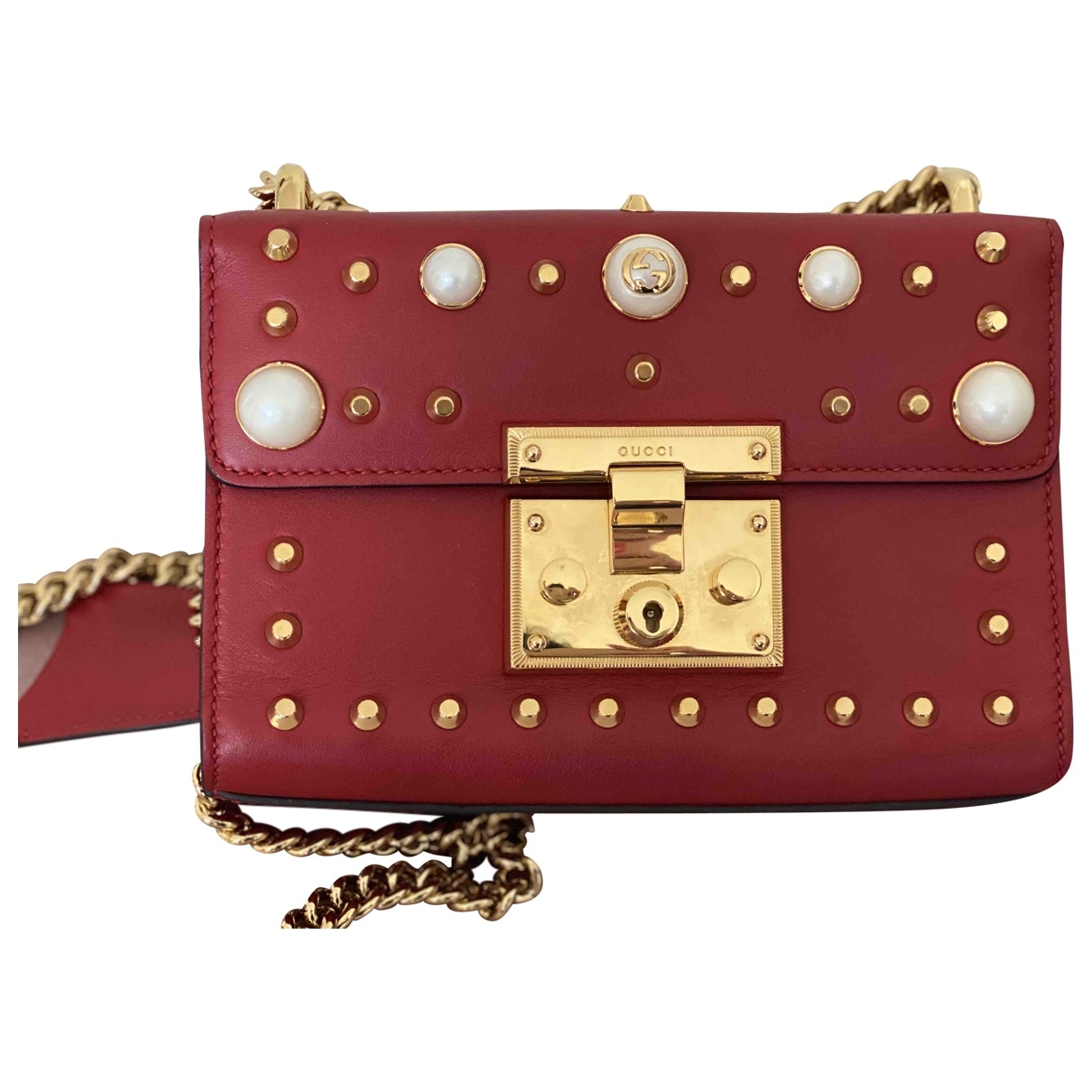 Gucci padlock red leather handbag