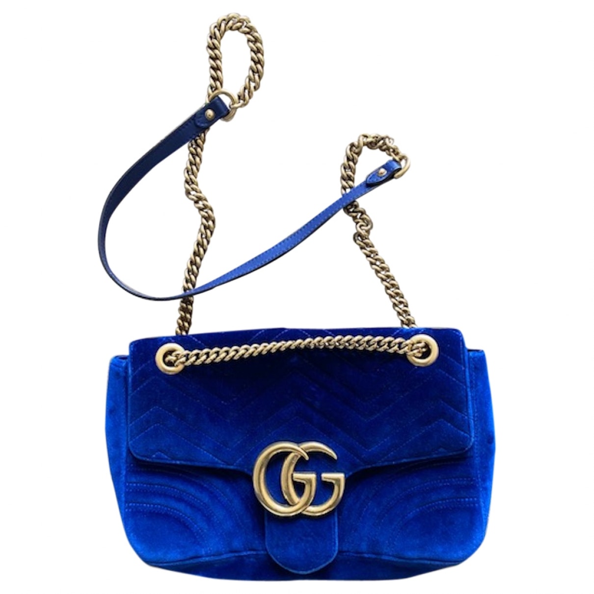 Gucci marmont blue velvet handbag