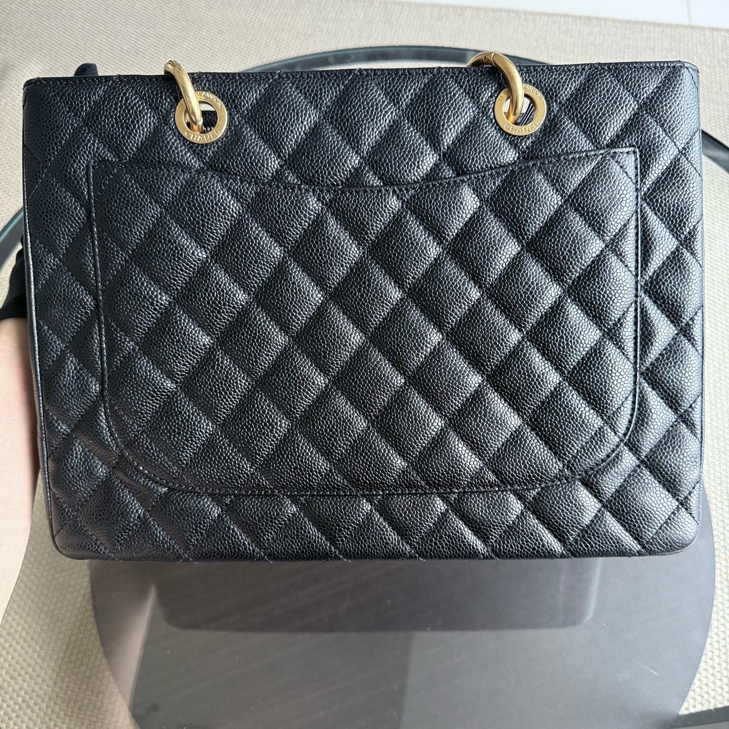 Chanel GST Grand Shopping Tote - Caviar Quilted Grained Calfskin Black Gold Hardware Series 14