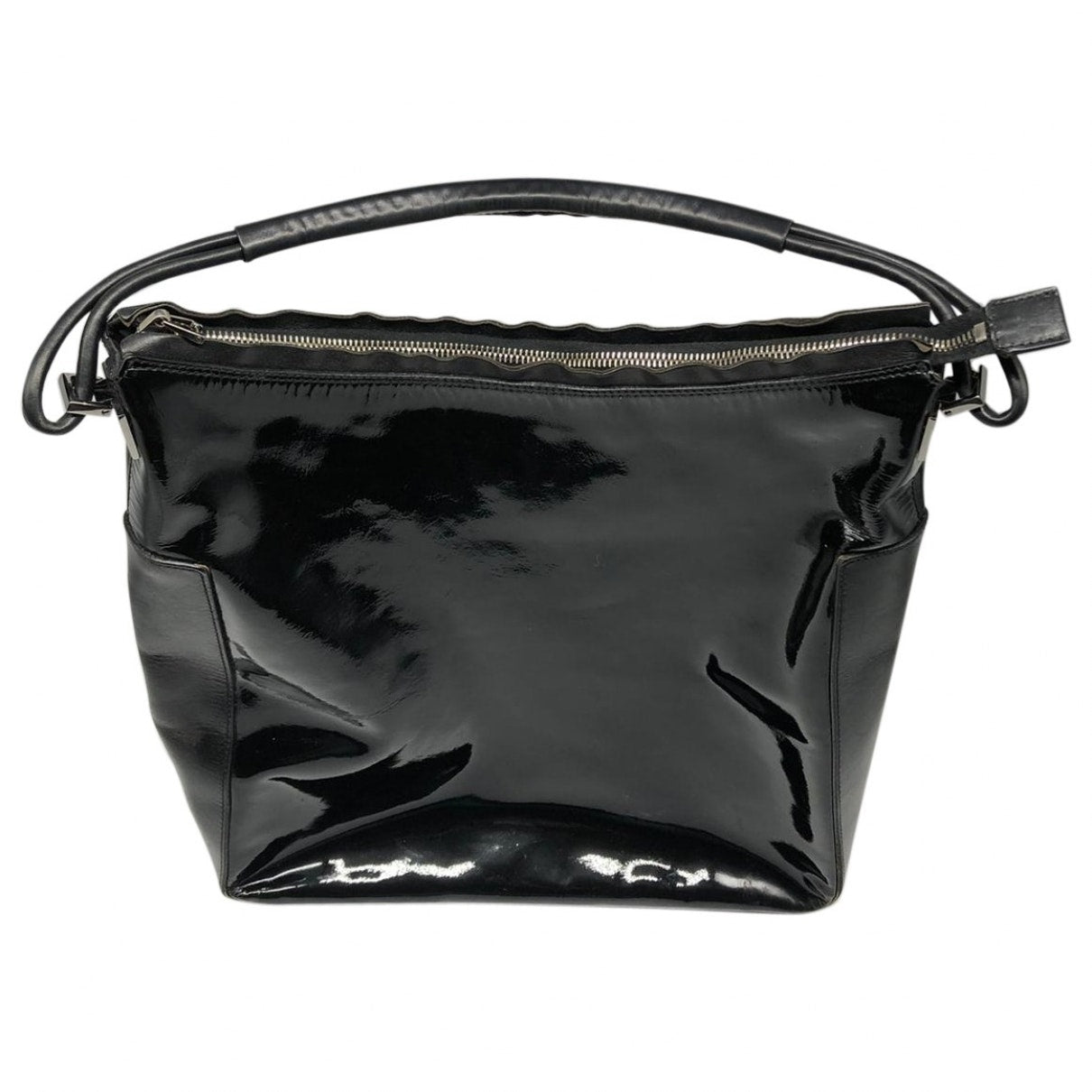 Gucci hobo black patent leather handbag
