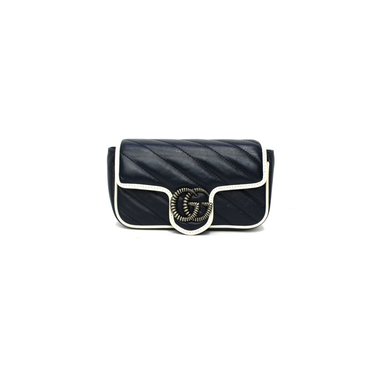 Gucci marmont blue leather handbag