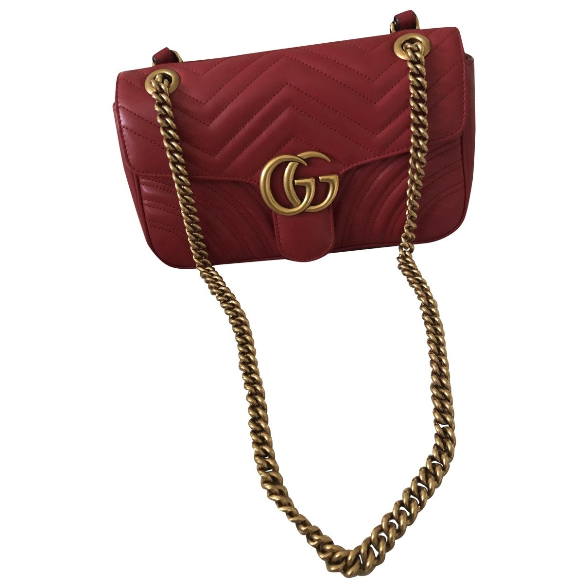 Gucci marmont red leather handbag