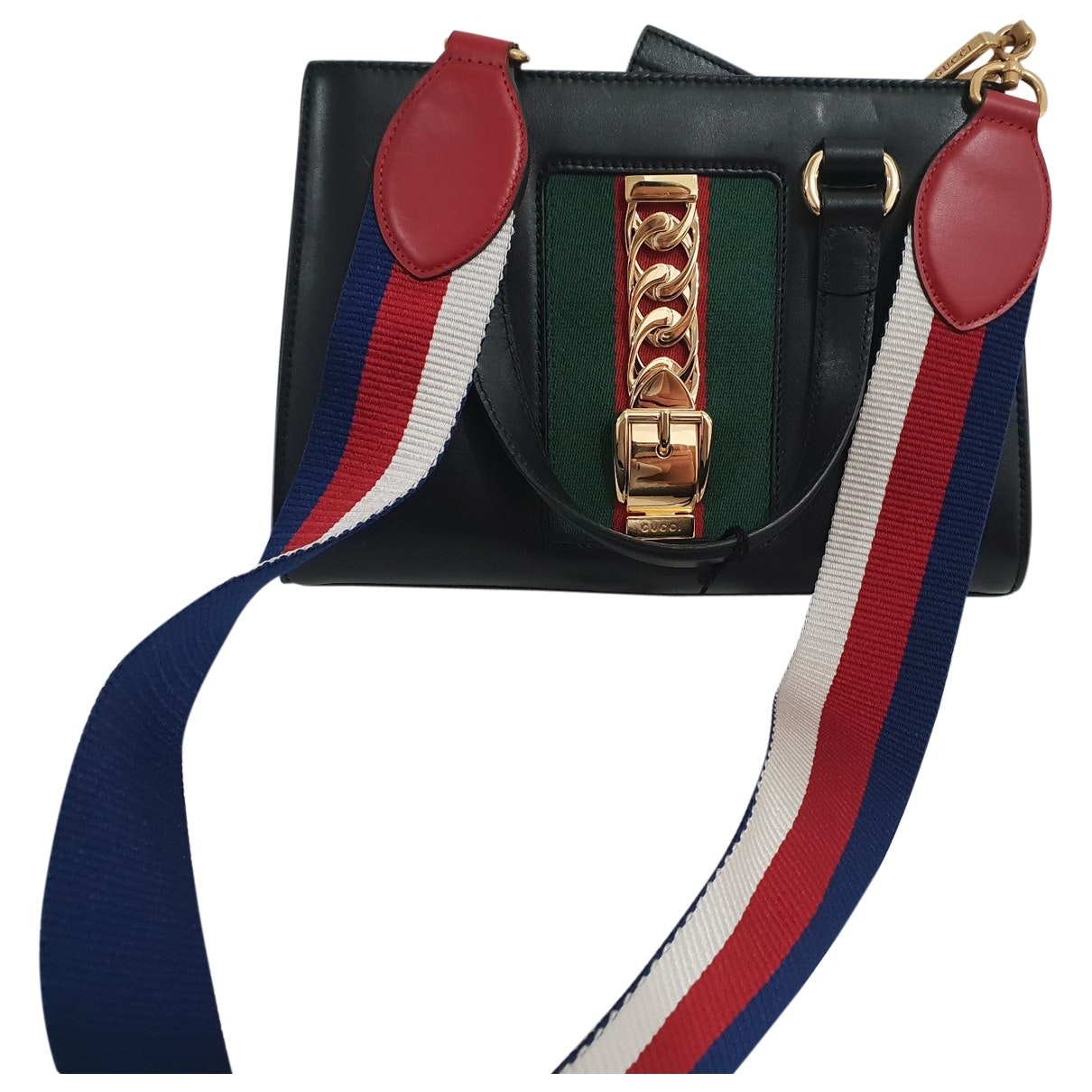 Gucci sylvie black leather handbag
