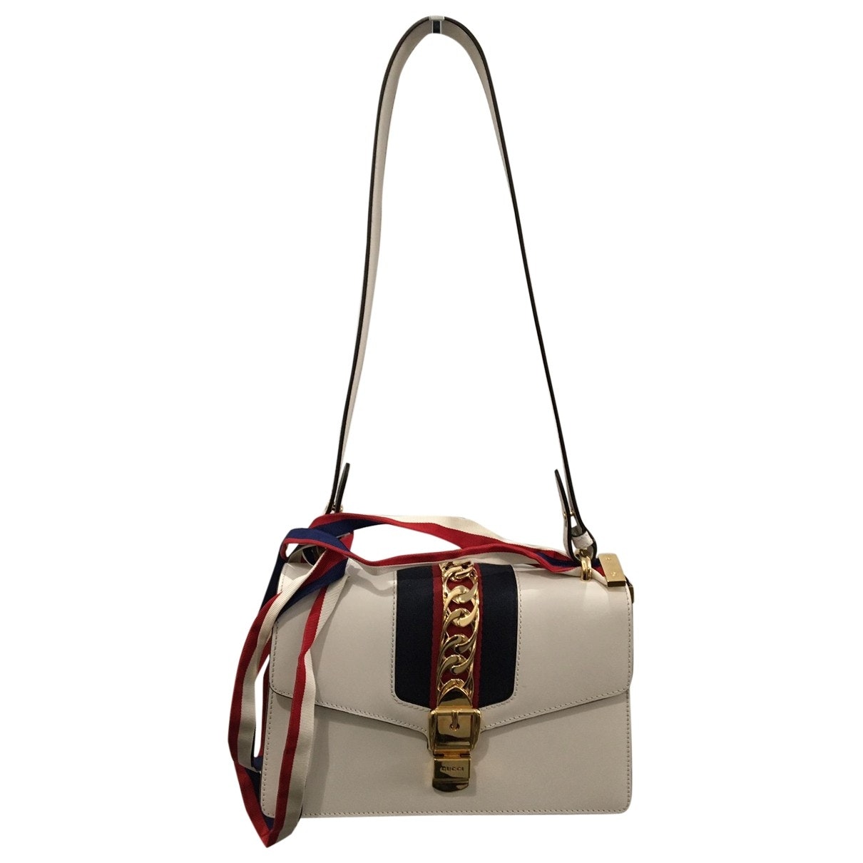 Gucci sylvie white leather handbag