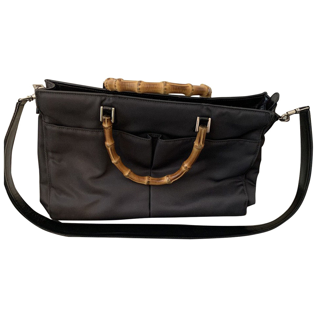 Gucci bamboo grey cloth handbag
