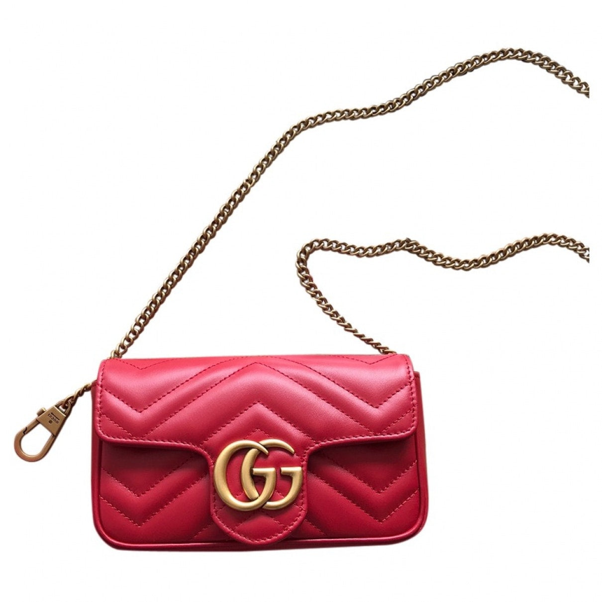 Gucci marmont red leather clutch bag