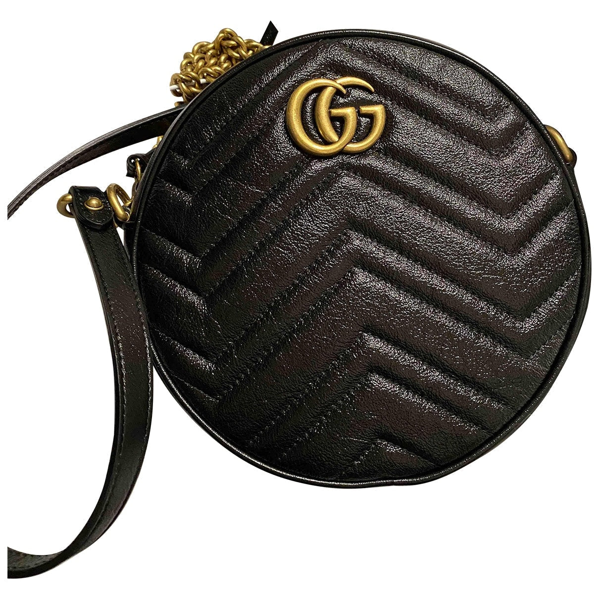 Gucci gg marmont circle black leather handbag