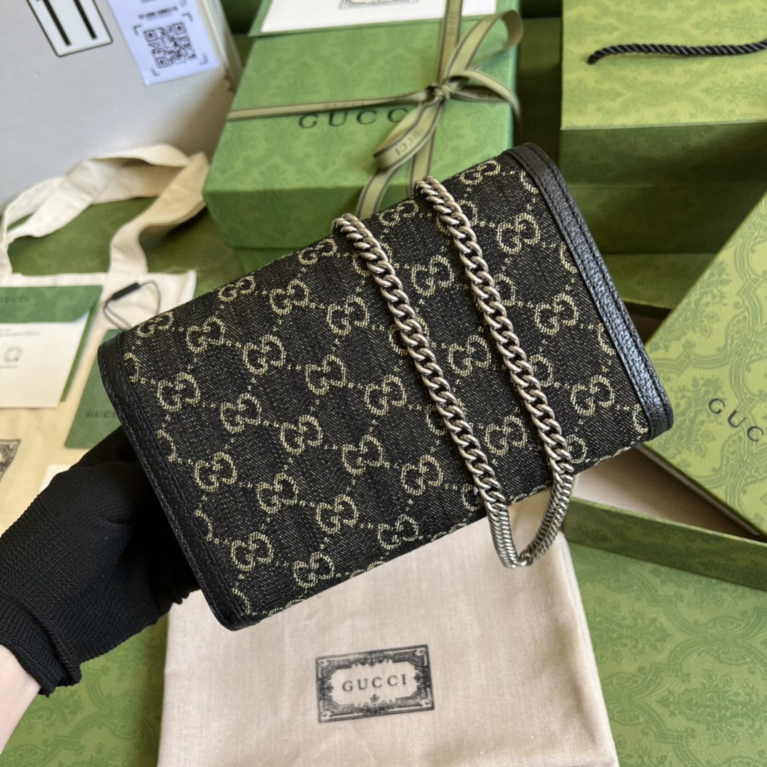 gg Dionysus gg Ivory gg Denim Black Mini Chain Mini Bag