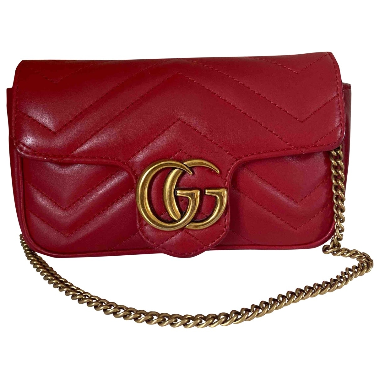 Gucci marmont red leather handbag