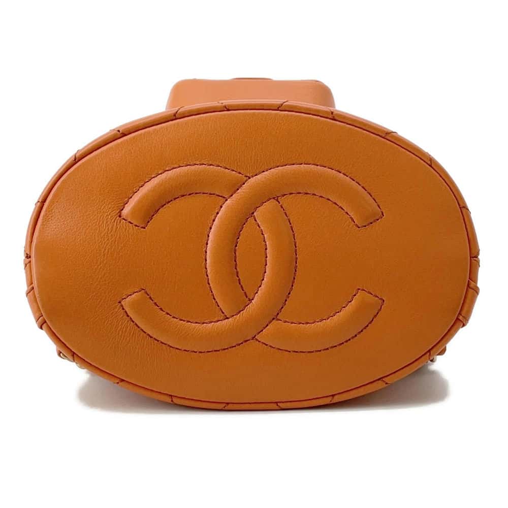 Chanel Matelasse Backpack with Mini Pouch Orange AS3947 Leather Size Small