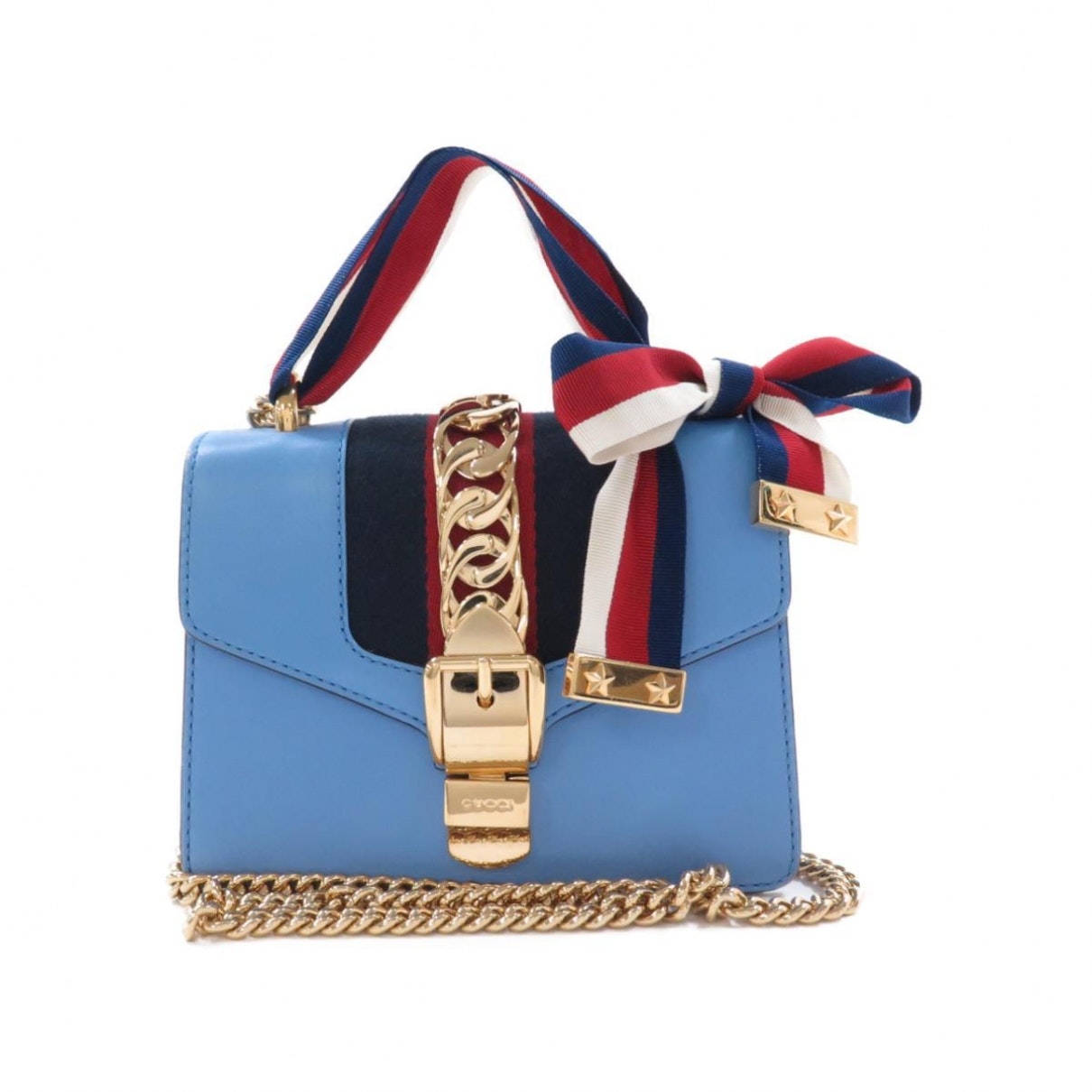 Gucci sylvie blue cloth handbag
