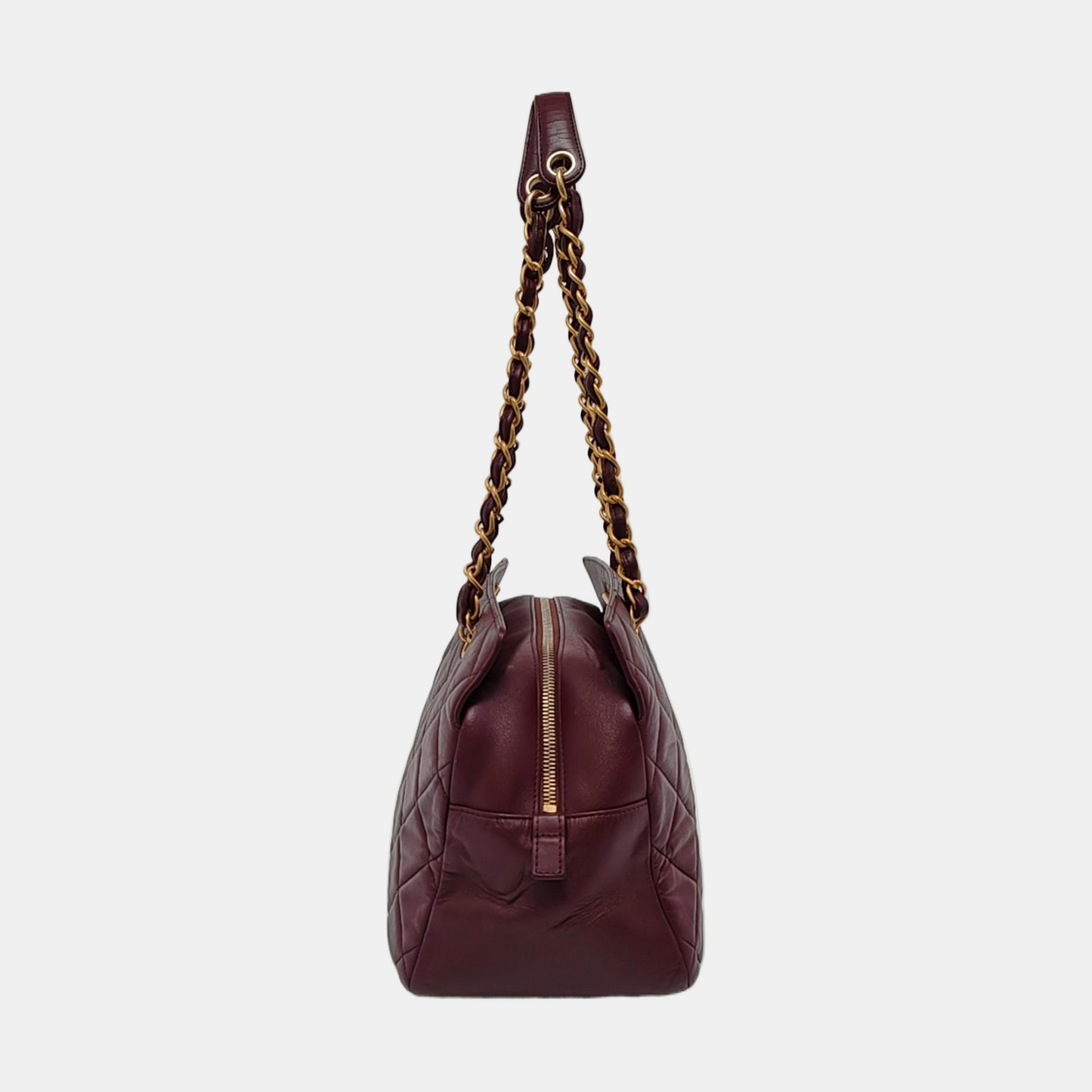 Chanel Petite Shopping PTT Burgundy Lambskin -Tone Gold Leather Tote Bag