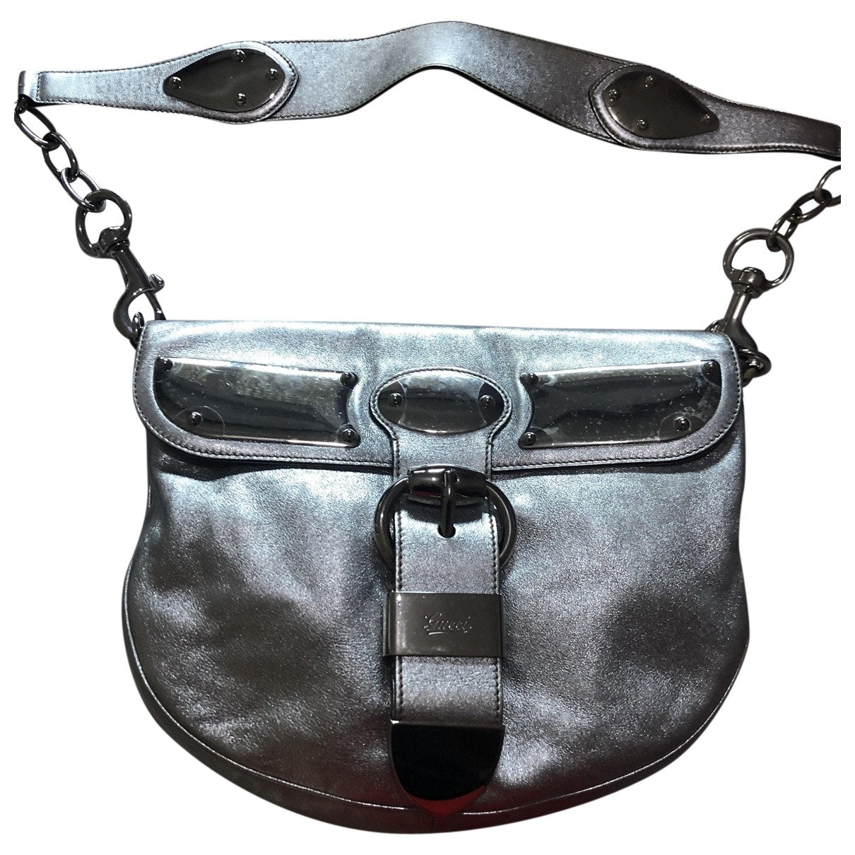 Gucci silver leather handbag