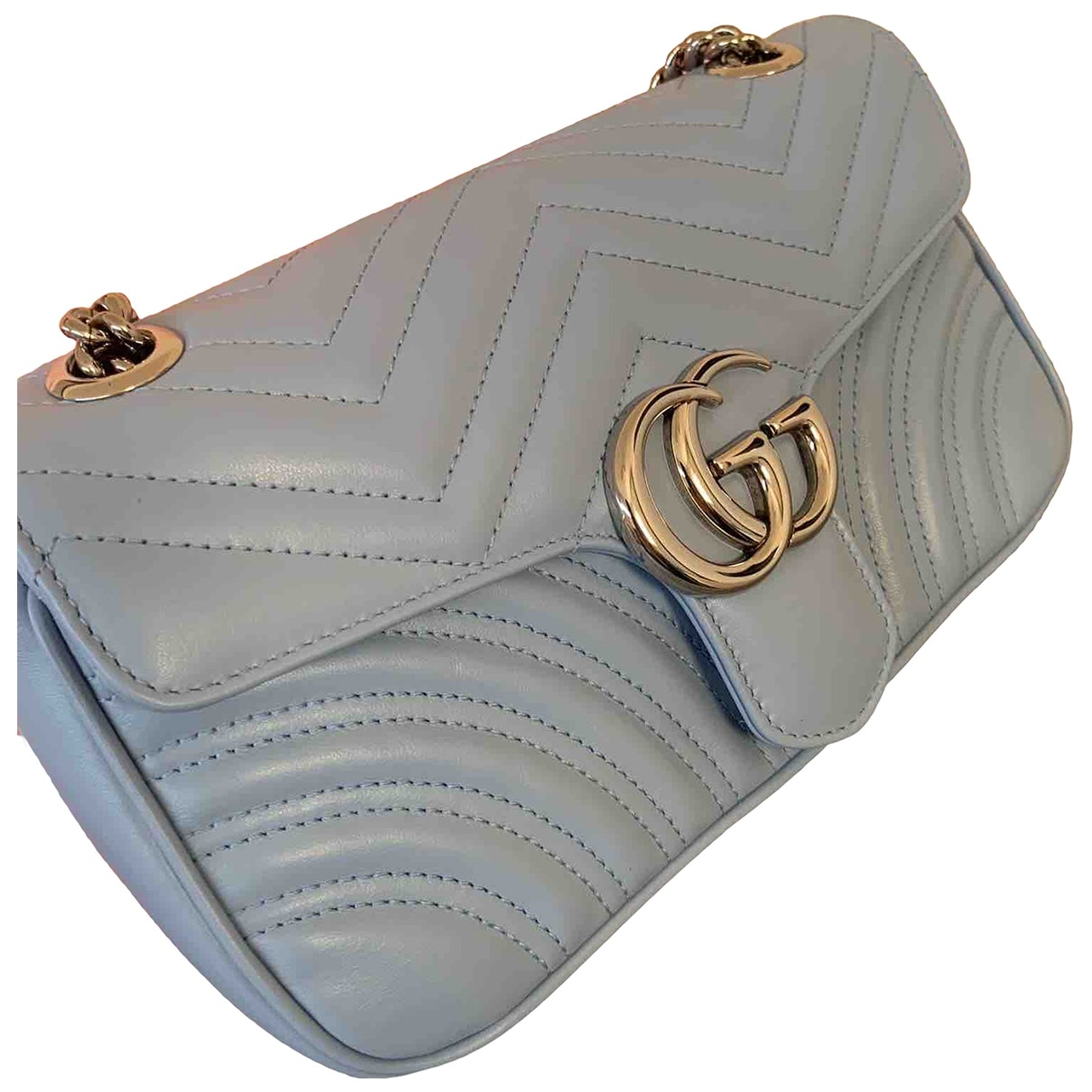Gucci marmont blue leather handbag