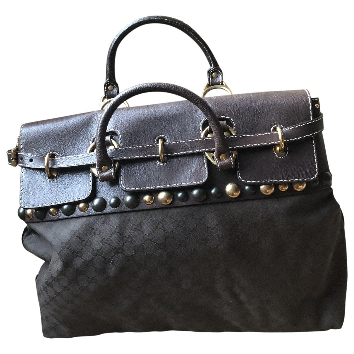 Gucci brown cloth travel bag