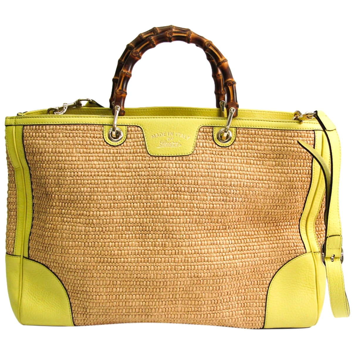 Gucci beige wicker handbag