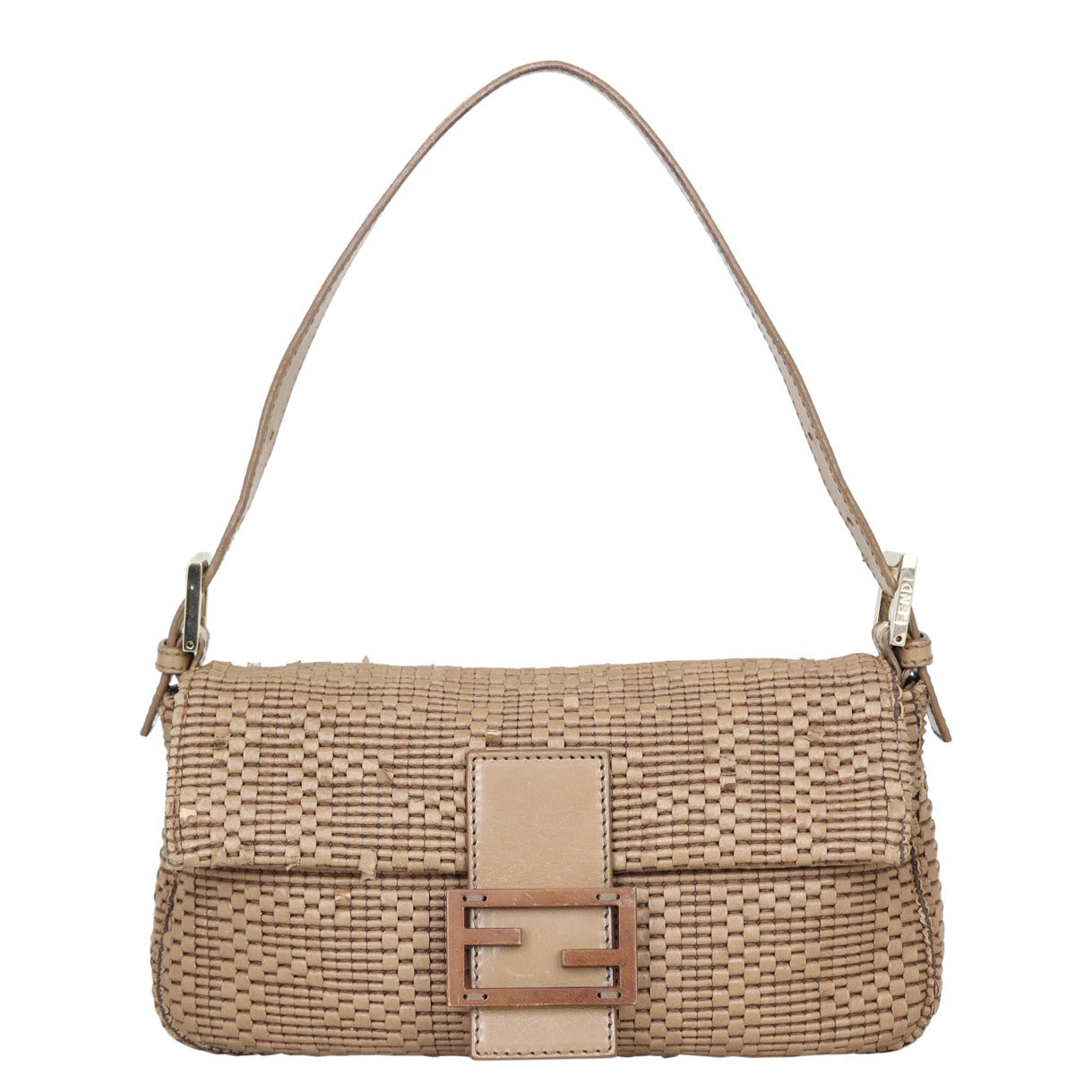Fendi Handbag Baguette Bag Leather Woven Shoulder Bag