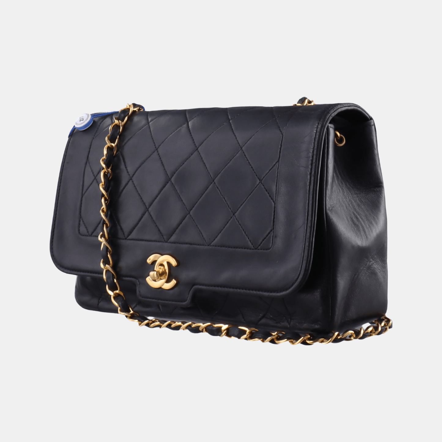 Chanel Diana CC Flap Lambskin 24k HW Black Gold Leather Shoulder Bag