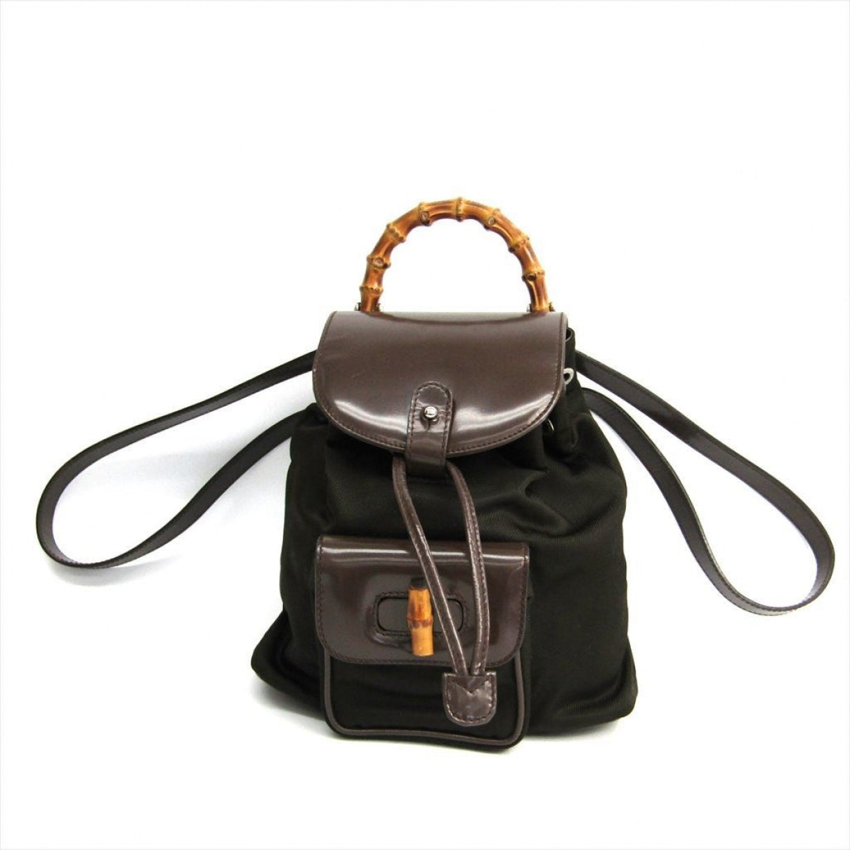 Gucci bamboo brown cloth backpacks