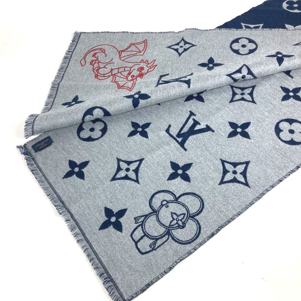 Louis Vuitton Scarf M79189 Vivienne Dragonne Wool Navy Apparel