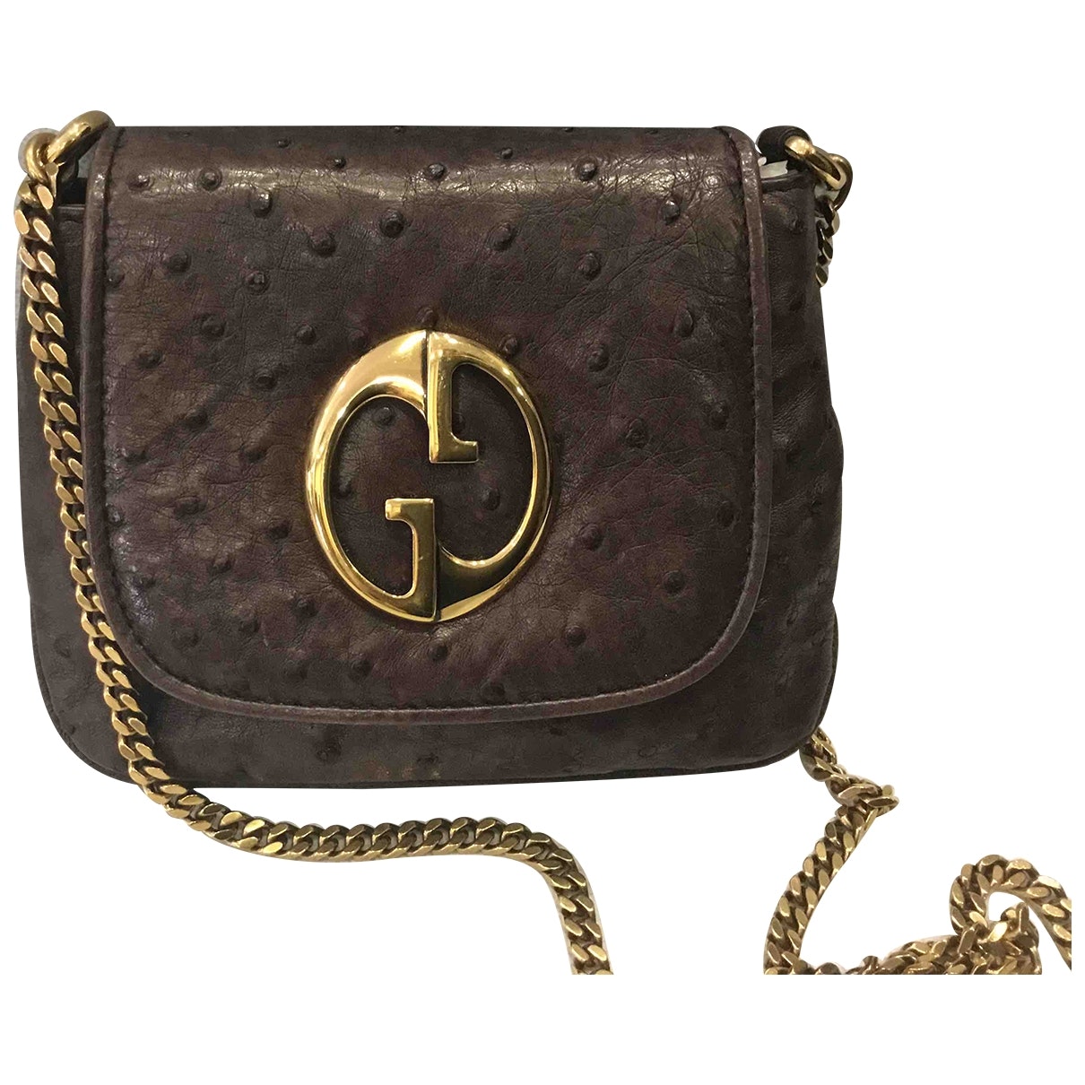 Gucci 1973 brown ostrich clutch bag