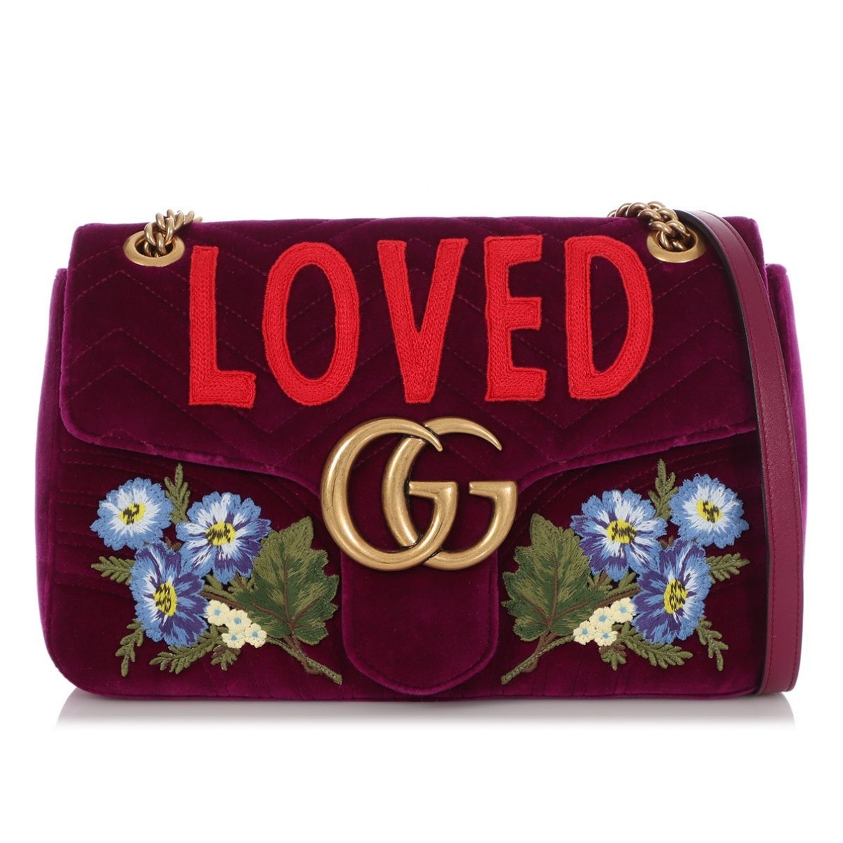 Gucci marmont multicolour velvet handbag