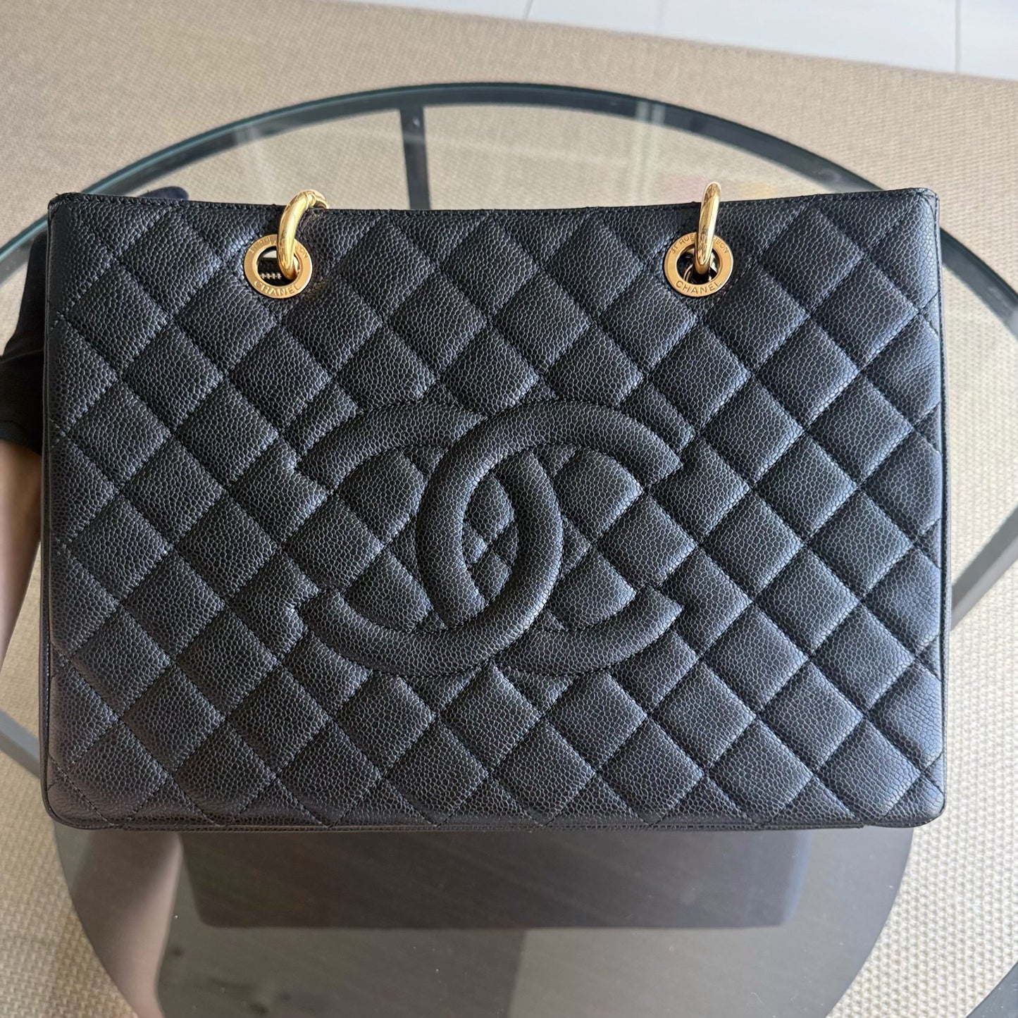 Chanel GST Grand Shopping Tote - Caviar Grained Quilted Black Tote Bag Series 20